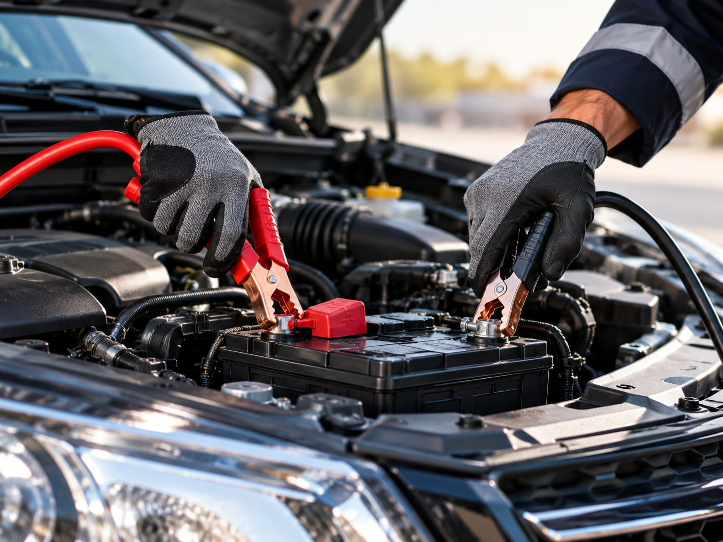 Survoltage de batterie automobile avec câbles de démarrage – Taxi Tal Laurentides